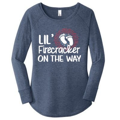 Lil Firecracker On The Way Us Feet Future Patriot Mom Gift Women's Perfect Tri Tunic Long Sleeve Shirt