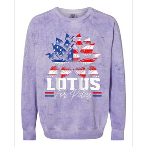 Lotus For Potus Kamala Harris For President Raglan Baseball Colorblast Crewneck Sweatshirt