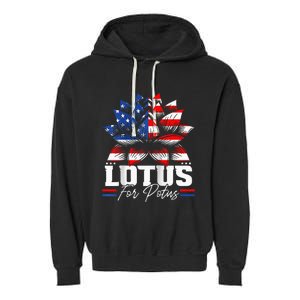 Lotus For Potus Kamala Harris For President Raglan Baseball Garment-Dyed Fleece Hoodie