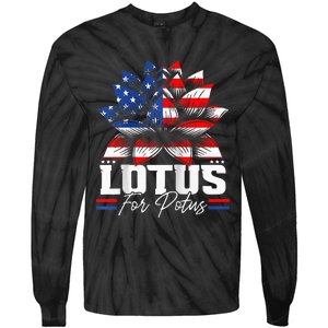 Lotus For Potus Kamala Harris For President Raglan Baseball Tie-Dye Long Sleeve Shirt