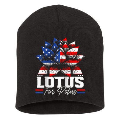 Lotus For Potus Kamala Harris For President Raglan Baseball Short Acrylic Beanie