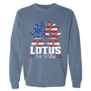 Lotus For Potus Kamala Harris For President Raglan Baseball Garment-Dyed Sweatshirt