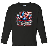 Lotus For Potus Kamala Harris 2024 President Trend Election Toddler Long Sleeve Shirt