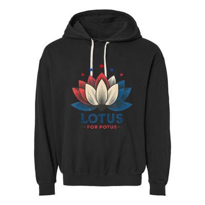 Lotus For Potus Kamala Harris 2024 Trend President Election Garment-Dyed Fleece Hoodie