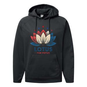 Lotus For Potus Kamala Harris 2024 Trend President Election Performance Fleece Hoodie