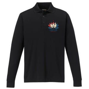 Lotus For Potus Kamala Harris 2024 Trend President Election Performance Long Sleeve Polo