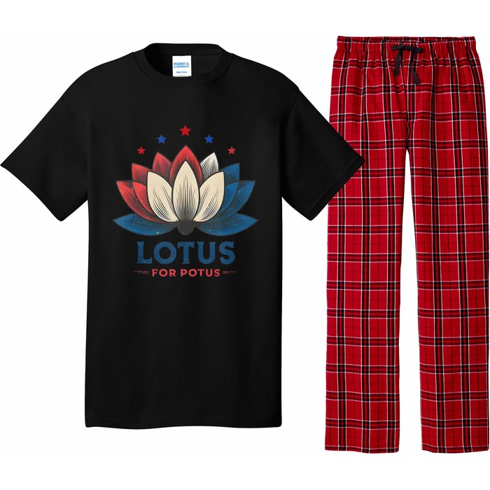 Lotus For Potus Kamala Harris 2024 Trend President Election Pajama Set