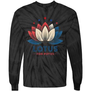 Lotus For Potus Kamala Harris 2024 Trend President Election Tie-Dye Long Sleeve Shirt