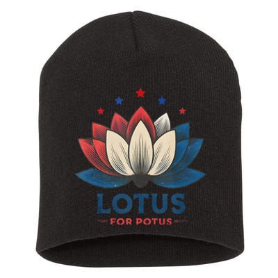 Lotus For Potus Kamala Harris 2024 Trend President Election Short Acrylic Beanie