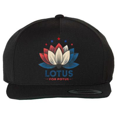 Lotus For Potus Kamala Harris 2024 Trend President Election Wool Snapback Cap