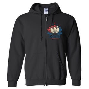 Lotus For Potus Kamala Harris 2024 Trend President Election Full Zip Hoodie