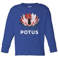 Lotus For Potus Kamala Harris 2024 Less Cat Ladies Great Gift Toddler Long Sleeve Shirt