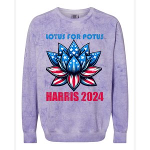 Lotus For Potus Harris 2024 Colorblast Crewneck Sweatshirt