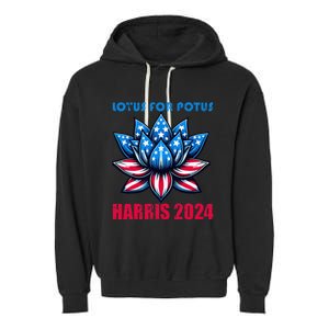 Lotus For Potus Harris 2024 Garment-Dyed Fleece Hoodie