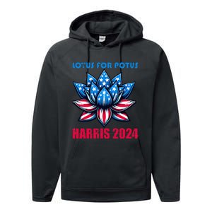 Lotus For Potus Harris 2024 Performance Fleece Hoodie