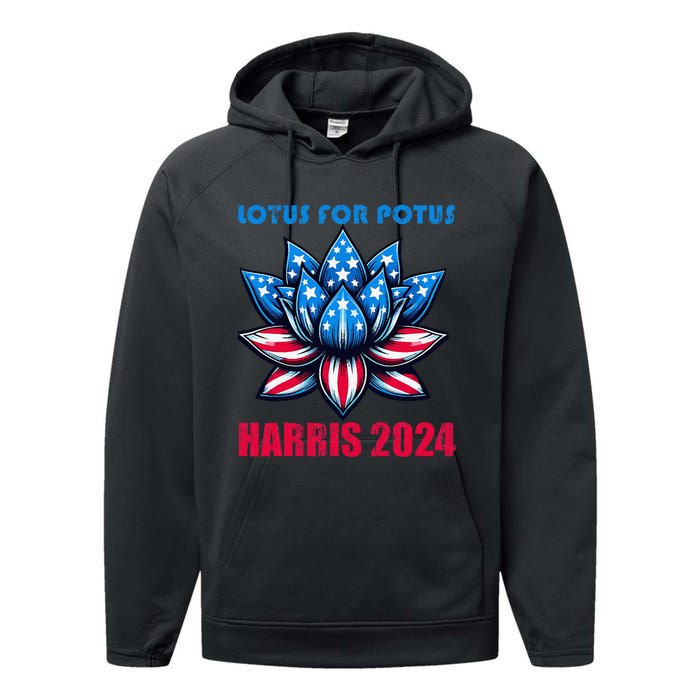 Lotus For Potus Harris 2024 Performance Fleece Hoodie