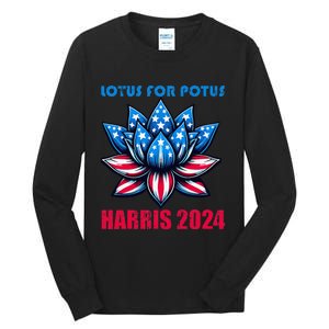 Lotus For Potus Harris 2024 Tall Long Sleeve T-Shirt