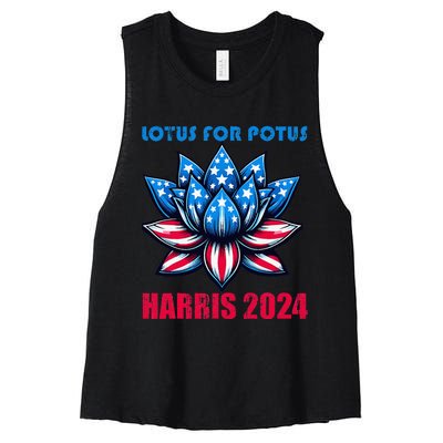 Lotus For Potus Harris 2024 Women's Racerback Cropped Tank