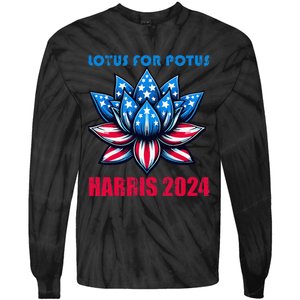 Lotus For Potus Harris 2024 Tie-Dye Long Sleeve Shirt