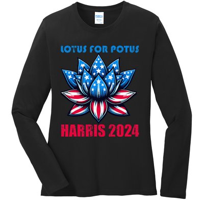 Lotus For Potus Harris 2024 Ladies Long Sleeve Shirt