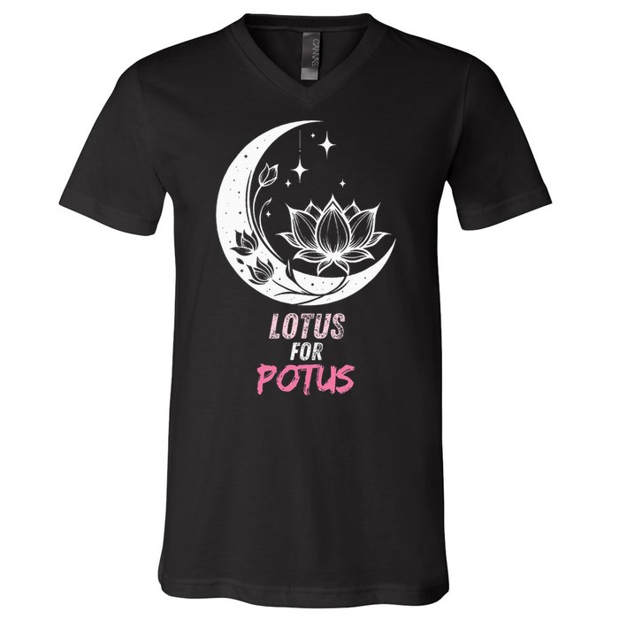 Lotus For Potus Kamala Harris 2024 President Trend Election V-Neck T-Shirt