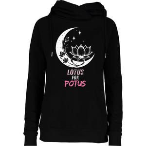 Lotus For Potus Kamala Harris 2024 President Trend Election Womens Funnel Neck Pullover Hood