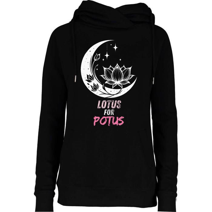 Lotus For Potus Kamala Harris 2024 President Trend Election Womens Funnel Neck Pullover Hood