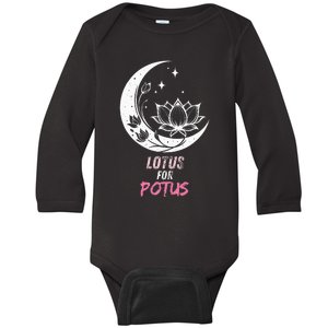 Lotus For Potus Kamala Harris 2024 President Trend Election Baby Long Sleeve Bodysuit