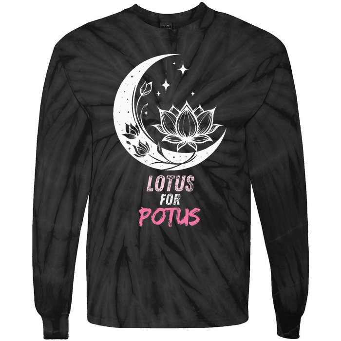 Lotus For Potus Kamala Harris 2024 President Trend Election Tie-Dye Long Sleeve Shirt