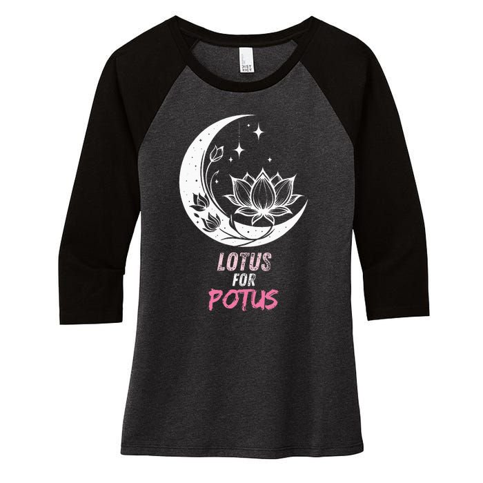 Lotus For Potus Kamala Harris 2024 President Trend Election Women's Tri-Blend 3/4-Sleeve Raglan Shirt