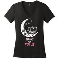 Lotus For Potus Kamala Harris 2024 President Trend Election Women's V-Neck T-Shirt