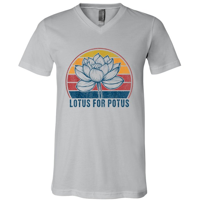 Lotus For Potus Kamala Harris 2024 Vintage V-Neck T-Shirt