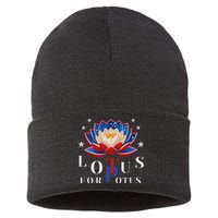 Lotus For Potus Kamala Harris 2024 President Trend Election Sustainable Knit Beanie