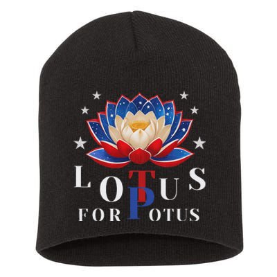 Lotus For Potus Kamala Harris 2024 President Trend Election Short Acrylic Beanie