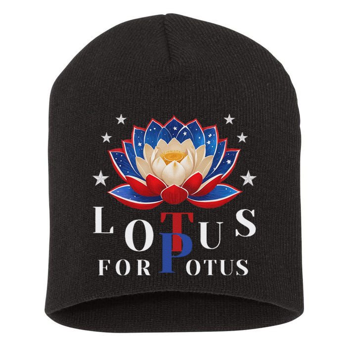 Lotus For Potus Kamala Harris 2024 President Trend Election Short Acrylic Beanie