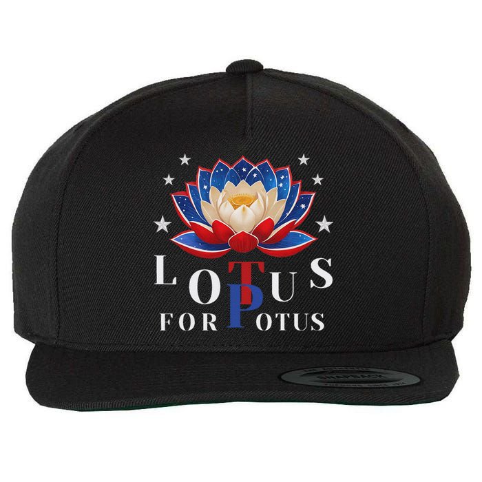 Lotus For Potus Kamala Harris 2024 President Trend Election Wool Snapback Cap