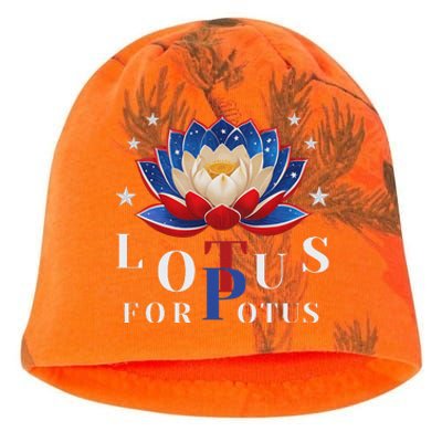 Lotus For Potus Kamala Harris 2024 President Trend Election Kati - Camo Knit Beanie