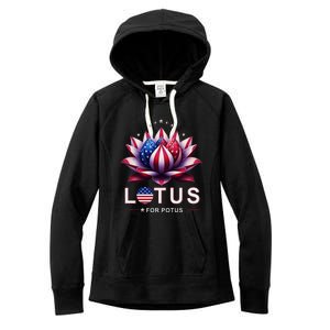 Lotus For Potus Kamala Harris 2024 President Trend Election Women's Fleece Hoodie