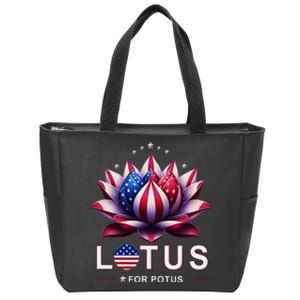 Lotus For Potus Kamala Harris 2024 President Trend Election Zip Tote Bag