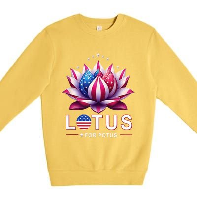 Lotus For Potus Kamala Harris 2024 President Trend Election Funny Gift Premium Crewneck Sweatshirt