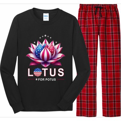 Lotus For Potus Kamala Harris 2024 President Trend Election Funny Gift Long Sleeve Pajama Set