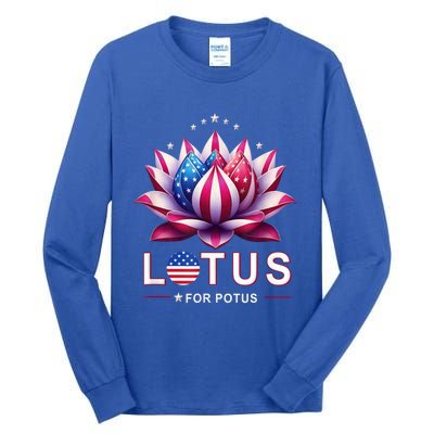 Lotus For Potus Kamala Harris 2024 President Trend Election Funny Gift Tall Long Sleeve T-Shirt