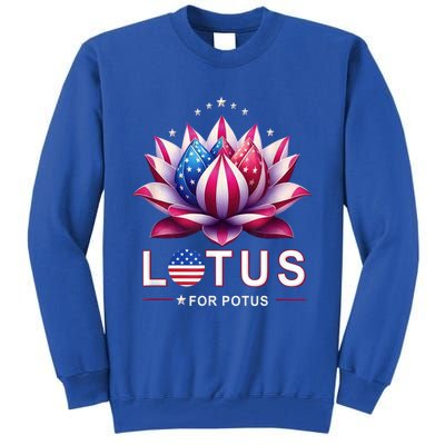 Lotus For Potus Kamala Harris 2024 President Trend Election Funny Gift Tall Sweatshirt