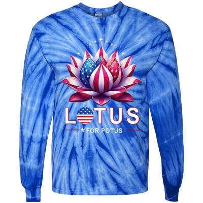 Lotus For Potus Kamala Harris 2024 President Trend Election Funny Gift Tie-Dye Long Sleeve Shirt