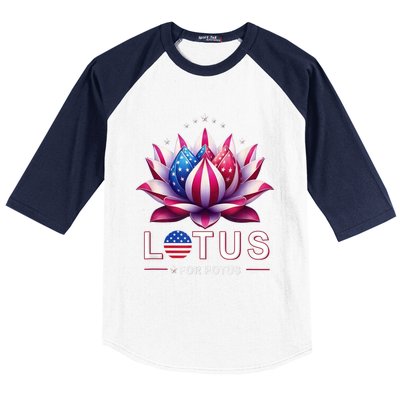 Lotus For Potus Kamala Harris 2024 President Trend Election Funny Gift Baseball Sleeve Shirt