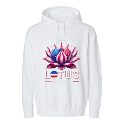 Lotus For Potus Kamala Harris 2024 President Trend Election Funny Gift Garment-Dyed Fleece Hoodie