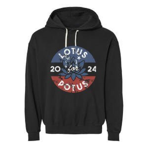 Lotus For Potus Kamala Harris 2024 Presidential Campaign Garment-Dyed Fleece Hoodie