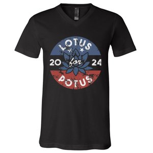 Lotus For Potus Kamala Harris 2024 Presidential Campaign V-Neck T-Shirt