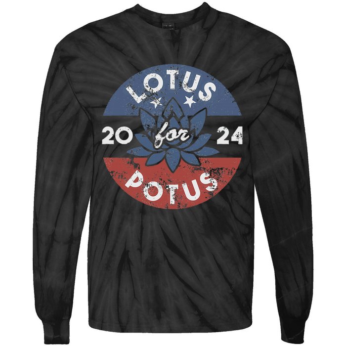 Lotus For Potus Kamala Harris 2024 Presidential Campaign Tie-Dye Long Sleeve Shirt