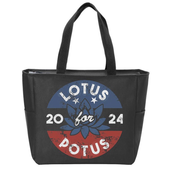 Lotus For Potus Kamala Harris 2024 Presidential Campaign Zip Tote Bag